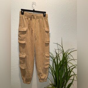 Women’s Beige Corduroy Cargo Joggers